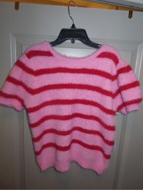 Cloud 10 Pink & Red Fuzzy Stripe Sweater